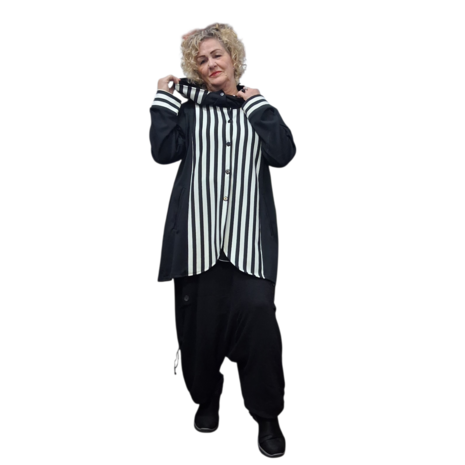 Myrjo jas/vest Fye zwart wit met capuchon