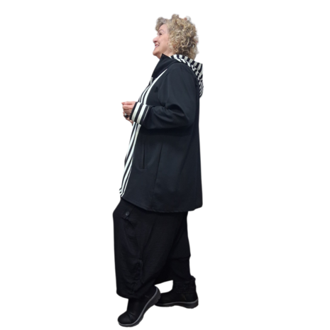 Myrjo jas/vest Fye zwart wit met capuchon