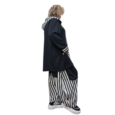 Myrjo jas/vest Fye zwart wit met capuchon