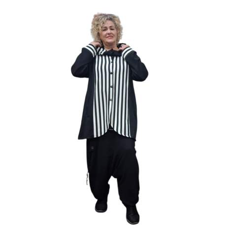 Myrjo jas/vest Fye zwart wit met capuchon