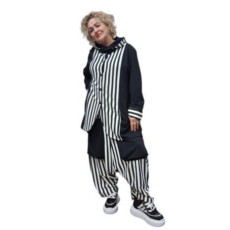 Myrjo jas/vest Fye zwart wit met capuchon