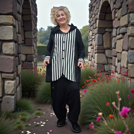 Myrjo jas/vest Fye zwart wit met capuchon