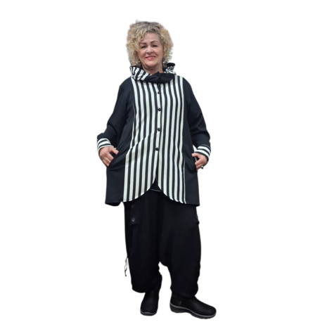 Myrjo jas/vest Fye zwart wit met capuchon