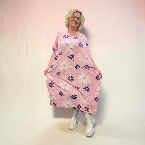 Strokenjurk, roze met print 