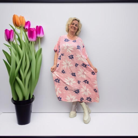 Strokenjurk, roze met print 