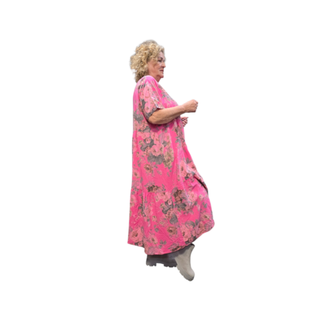  Jurk, fuchsia met print 