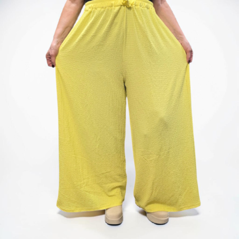 Broek sportyspice geel ruimvallend