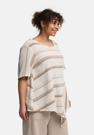 Kekoo asymmetrische tuniek Avina bruin gestreept