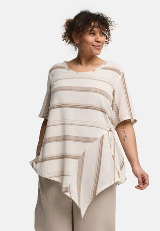 Kekoo asymmetrische tuniek Avina bruin gestreept