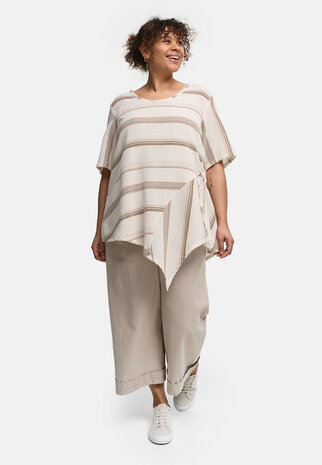 Kekoo asymmetrische tuniek Avina bruin gestreept