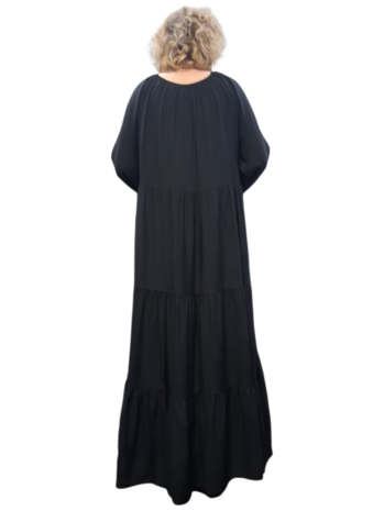 Jurk Off-shoulder zwart bohemian met borduursel