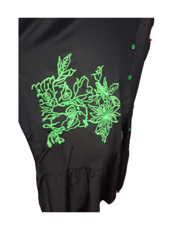 Blouse/Jurk zwart/groen met borduursel
