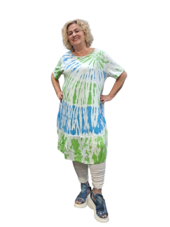 Ballonjurk groen-blauw batik