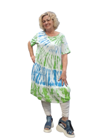 Ballonjurk groen-blauw batik