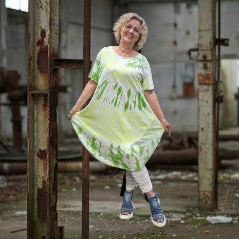 Ballonjurk groen-geel batik