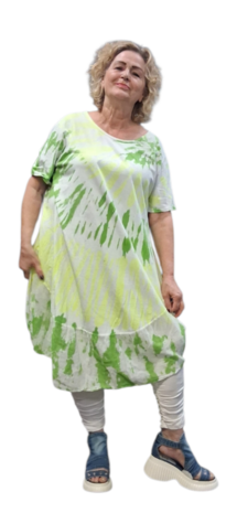 Ballonjurk groen-geel batik