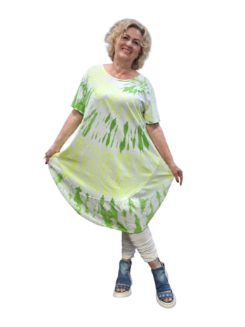 Ballonjurk groen-geel batik