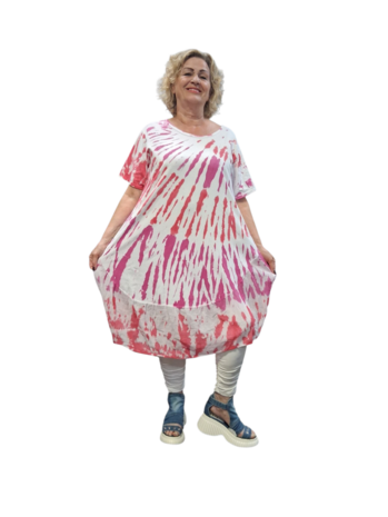 Ballonjurk roze-wit batik