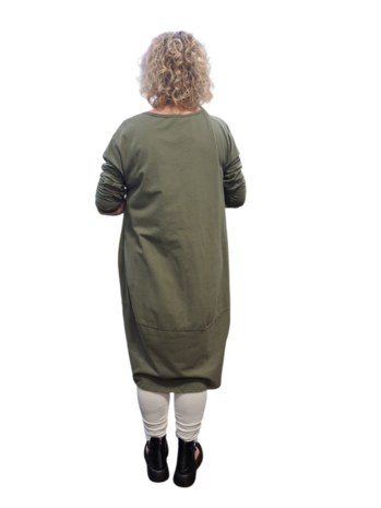Jurk armygroen met print