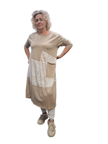 Jurk beige met print
