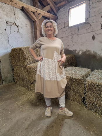 Jurk beige met print