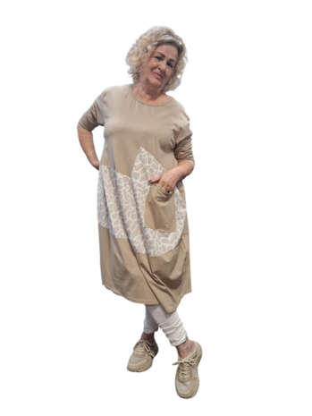 Jurk beige met print