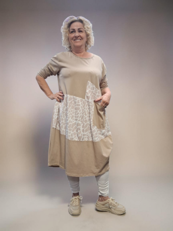 Jurk beige met print