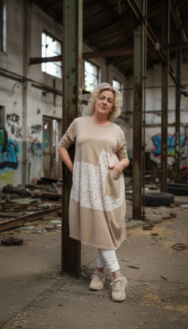 Jurk beige met print