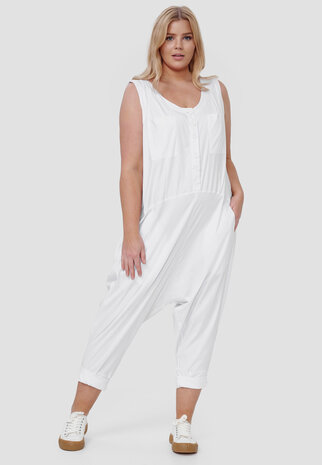 Jumpsuit, Kekoo, wit,  zouavemodel, mouwloos, knoopsluiting