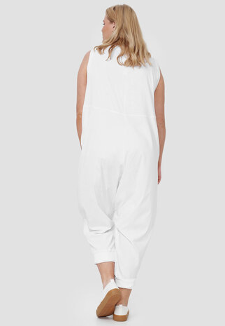 Jumpsuit, Kekoo, wit,  zouavemodel, mouwloos, knoopsluiting