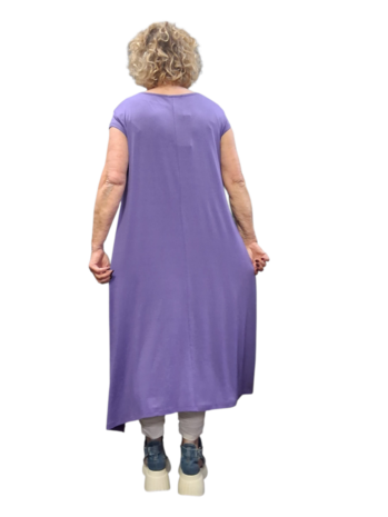 Jurk paars A-lijn met kapmouw