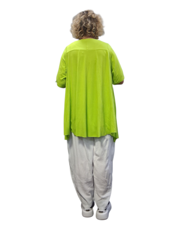 Basic shirt A-lijn Lime met deelnaden
