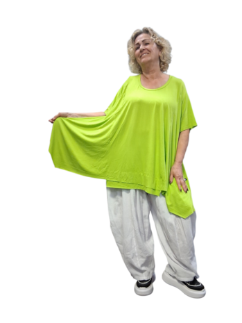 Basic shirt A-lijn Lime met deelnaden