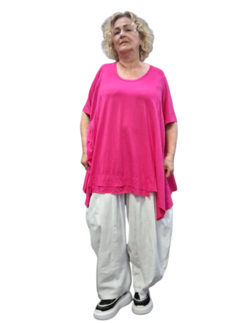 Basic-shirt-A-lijn-Fuchsia met deelnaden 