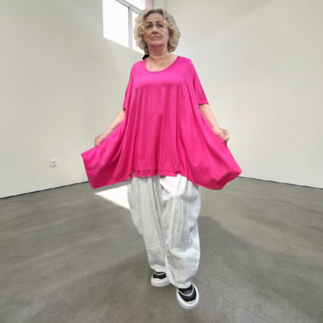 Basic-shirt-A-lijn-Fuchsia met deelnaden 
