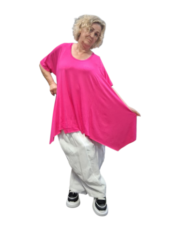 Basic-shirt-A-lijn-Fuchsia met deelnaden 
