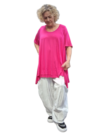 Basic-shirt-A-lijn-Fuchsia met deelnaden 