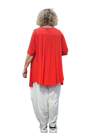 Basic-shirt-A-lijn-Rood met deelnaden