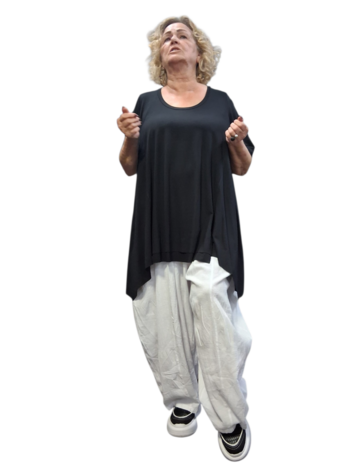 Basic-shirt-A-lijn-Zwart met deelnaden