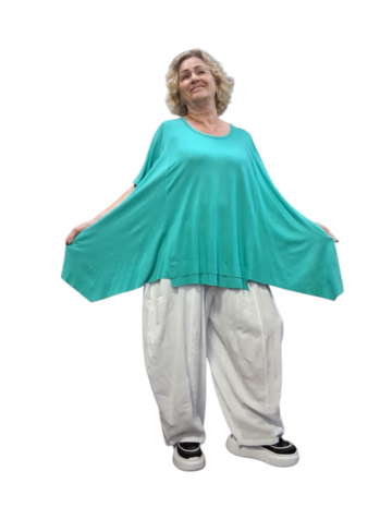 Basic-shirt-A-lijn-mintgroen met deelnaden