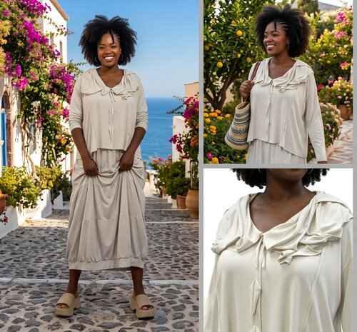 Myrjo vest met mooie kraag offwhite
