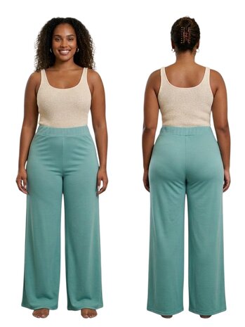 Ruim vallende broek aqua rekbare tailleband