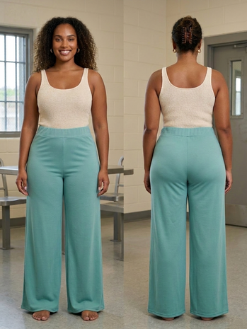 Ruim vallende broek aqua rekbare tailleband