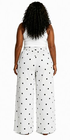 Curvy broek wit-zwart-kleine polka dot