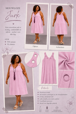 Curvy jurk roze V-hals voor en achter