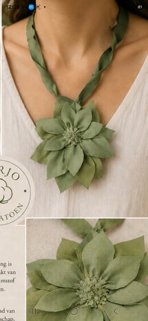 Handgemaakte ketting groen met bloem