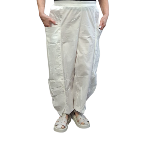 Wijde broek wit-rekbare taille