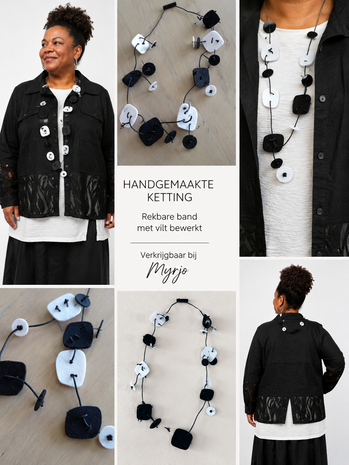 Handgemaakte ketting zwart/ wit  