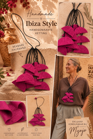 Handgemaakte ketting fuchsia  