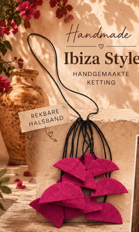 Handgemaakte ketting fuchsia  